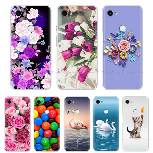 Silicone Case for Google Pixel 3A Shockproof Transparent Floral Women Cases For Google 3AXL 3 XL 3Xl Flower Girls Soft TPU Cover