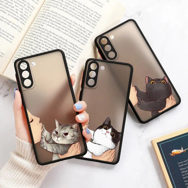 Cat Refuse to kiss Matte Clear Coque For Samsung Cute Silicon Cover