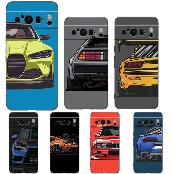 JDM Tokyo Drift Sports Car Phone Case Cover for Google Pixel 8 7 6 7A 6A Pro 5G Shockproof Silicone Soft 8 Pro 5G Shell Capas