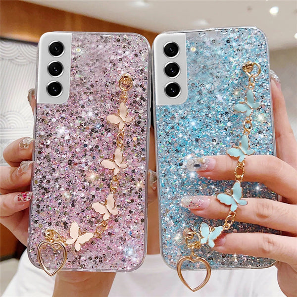 Butterfly Bracelet Glitter Phone Case For Samsung Galaxy Soft Shining Cover