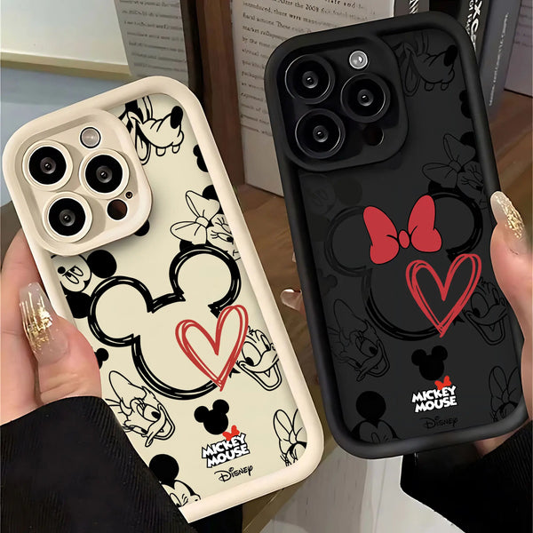 Mickeys Minnies Yk2 Red Cute Phone Case for IPhone 16 15 14 13 Pro Plus Soft TPU Back Cover