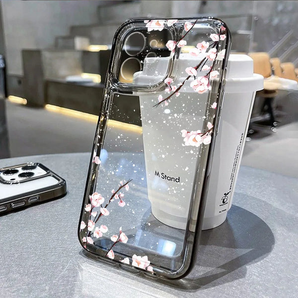 Soft Flower Phone Case For iPhone 11 Case iPhone 13 12 15 14 Pro Max XR X XS 7 8 Plus SE 2020 Silicone Shockproof Clear Cover