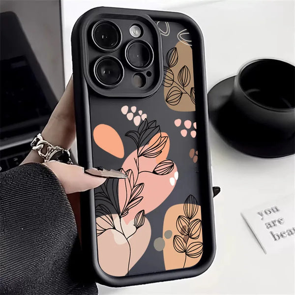 Abstract Plants Phone Case for IPhone 11 12 13 14 15 16 Pro Max XS XR X 7 8 14 15 16 Plus SE 2020 Flower Pattern Back Cover