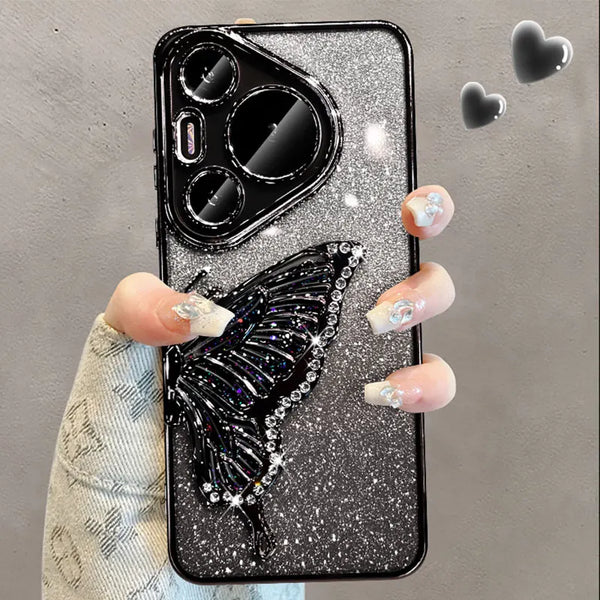 Glitter Butterfly Case for Huawei Pura 70 Pro P60 P50 Case Diamond Phone Cover For Huawei Pura70 Pro + Plus ultra Capas Case P70