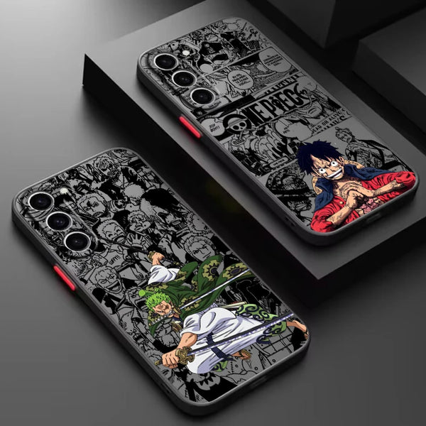 Anime Luxury Ones Piece Frosted Translucent For Samsung Galaxy S24 S23 S22 S21 S20 FE S10 S9 Plus Ultra Pro 5G Matte